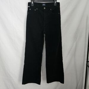Wide-Leg Black Corduroy Pants Size 28 Stretch